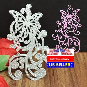 Schmetterling Spitze Swirl Hinweis Karte Rand Metallstanzformen Schneidemaschine Cutter sterben