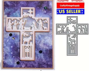 Christmas nativity cross baby jesus  metal cutting die cut scrapbook
