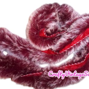 1 yard burgundy white faux fur trim artificial furry strip sewing crafts diy