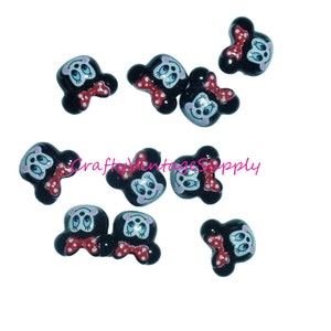 Minnie Kopf mit Schleife Nailart Kunstharz Cabochon 25 Stück rot schwarz (W92)