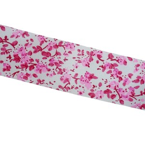 Cotton fabric ribbon pink cherry blossoms 5 yards 1.5&quot; (Z65)