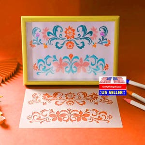 Sweet floral swag periwinkle flowers 11&quot; x 8&quot; decorating home decor stencil