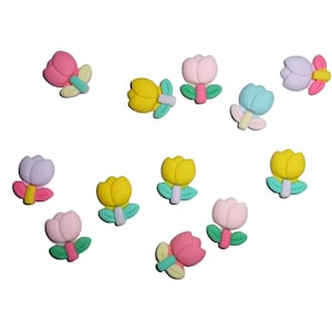 10 thumbtacks tulip flowers push pins assorted colors decorator message board thumb tacks (V40)
