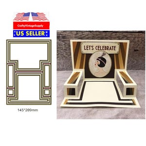 Large multi layer center stepper pop up card metal cutting die cut scrapbook