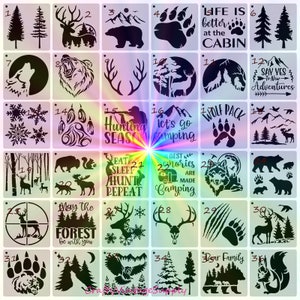 Stencil per piastrelle e artigianato con animali selvatici della foresta e delle montagne, 5&quot; (Y99)