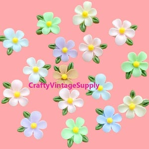 11 mm Harz Daisy Gänseblümchen pastell zarte weiße Blumen mischfarben cabochon Cabochons