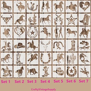 6 stuks paarden-, cowboy- en hoefijzer-koekjesstencils voor tegels en knutselwerkjes (7,6 cm)