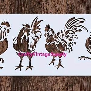 Long 14" x 6" rooster chicken stencil for fence, barn, diy & crafts