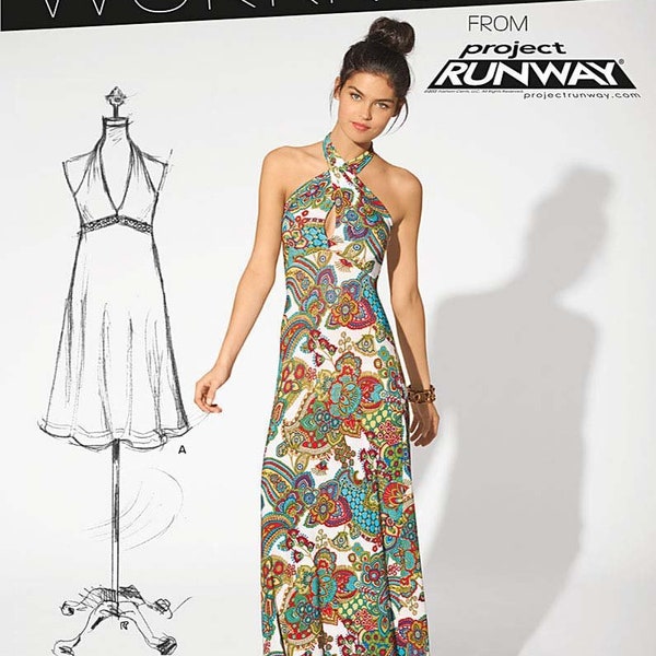 Simplicity pattern 6206 FREE SHIP! Size A 4-16 project runway maxi dress flirty dress