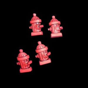 Red fire hydrant dog 3/4" buttons plastic sew on shank button 4 pcs