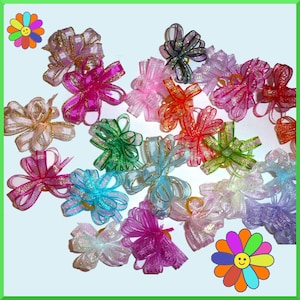 Puppy bows ~  delicate metallic glitter loopy party puffs dog grooming bows