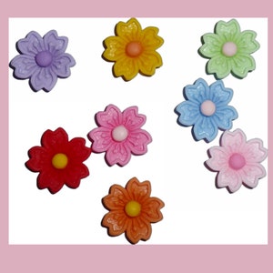 5 thumbtacks big sakura flowers push pins assorted colors decorator message board thumb tacks or magnets (P35M)