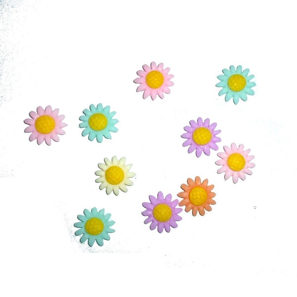 10 thumbtacks sunflowers flowers push pins assorted colors decorator message board thumb tacks (P26F)