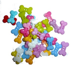 Dog bone buttons colorful 1/2&quot; plastic sew on button (Q36A)