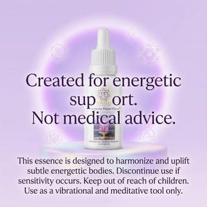 May include: A white dropper bottle labeled Starseed Essences Tanzanite Violet Flame Monatomic Andara Essence 1 fl oz. The text reads Created for energetic support. Not medical advice. This essence is designed to harmonize and uplift subtle energetic bodies. Discontinue use if sensitivity occurs. Keep out of reach of children. Use as a vibrational and meditative tool only.