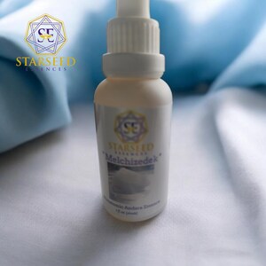 May include: A white bottle of Starseed Essences "Melchizedek" with a white dropper top. The label features the Starseed Essences logo and the text "Melchizedek". The bottle contains 1 fl oz of product.