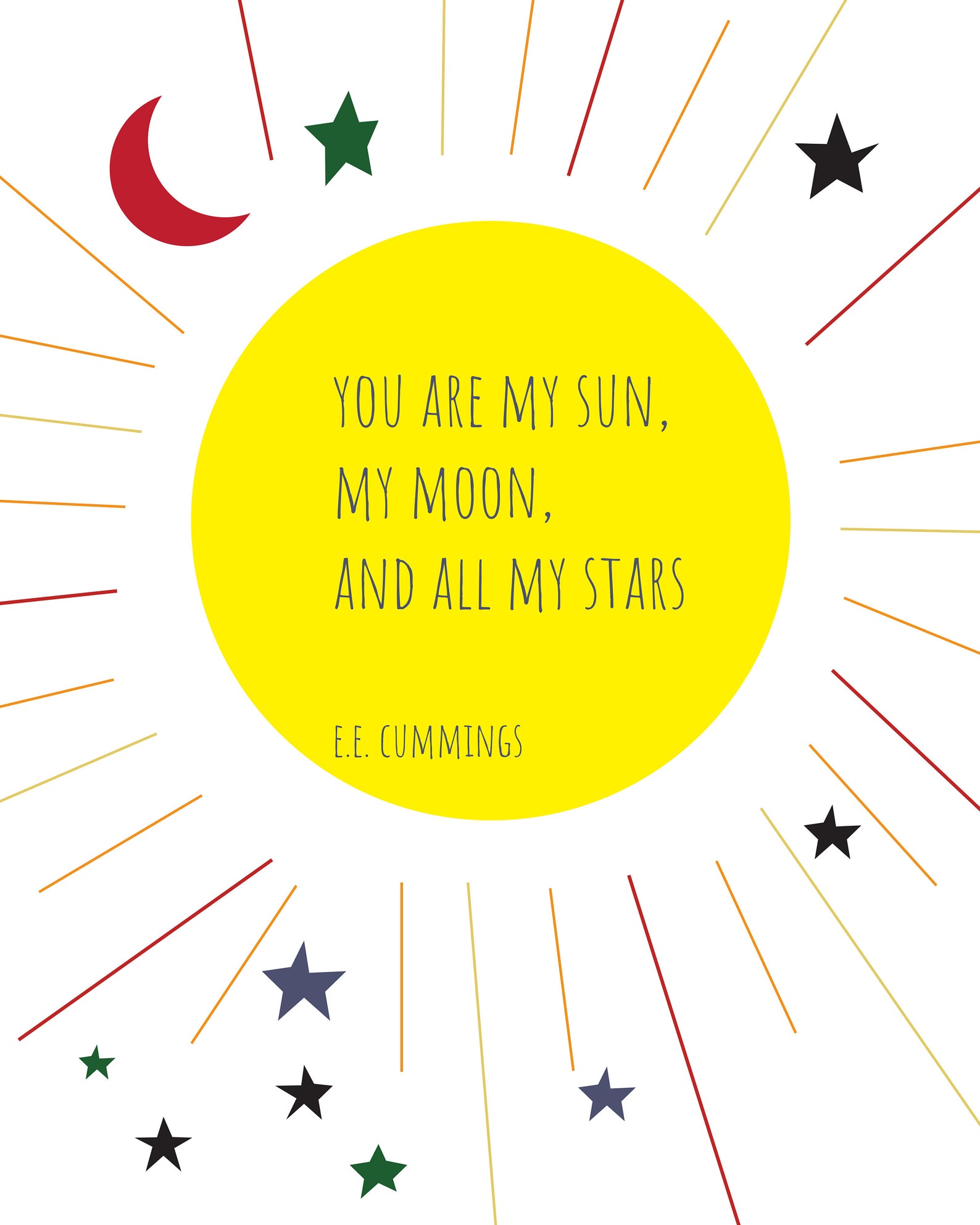 You Are My Sun My Moon and All My Stars Print Nursery Quote Etsy