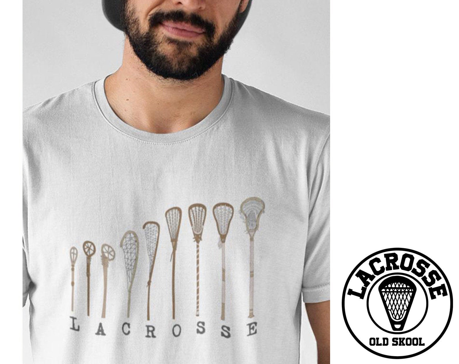 LACROSSE STICK EVOLUTION - Unisex T-shirt - Lax Native Equipment Man Vrouw Tee Lacrosse