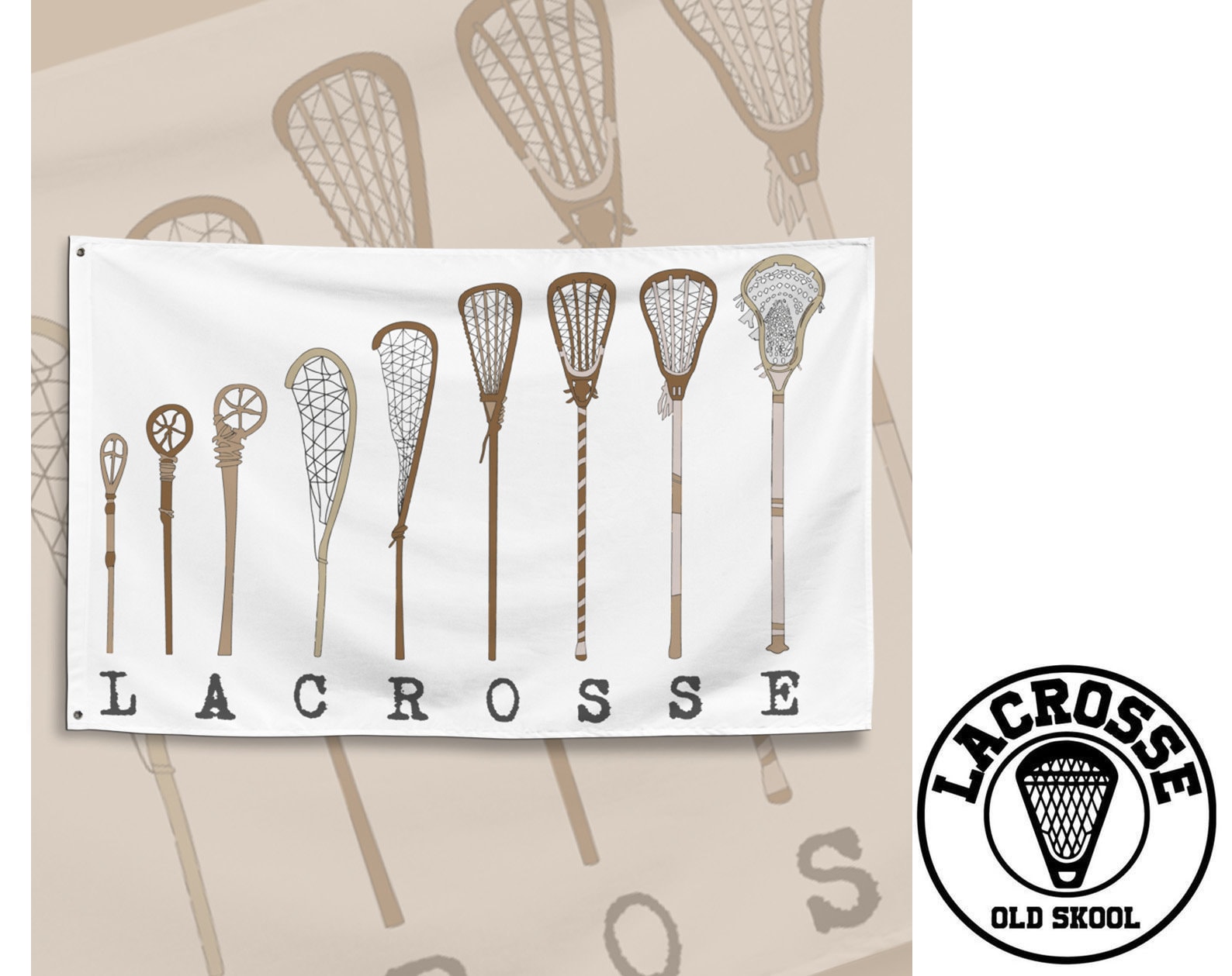 Iroquois Lacrosse Lax Sticks & Flag T-Shirt Iroquois Lacrosse Lax Sticks & Flag T-Shirt
