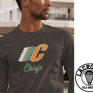 SIX NATION CHIEFS Lacrosse - T-shirt a maniche lunghe unisex Box Lax Team Nll Native Team Man Cup Pll Ncaa Nll Classic Vintage Retro Old Skool