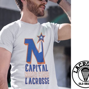 CAPITAL NORTH STARS Lacrosse T-Shirt - Unisex Uomo Donna Box Lax Canada Nativo Irochese Madlax League Abbigliamento Attrezzature Natale Raro Retrò