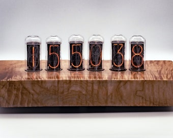 Nixie Tube Clock. Solid Nixie Tube Clock. Solid Maple. Largest Tubes Available.