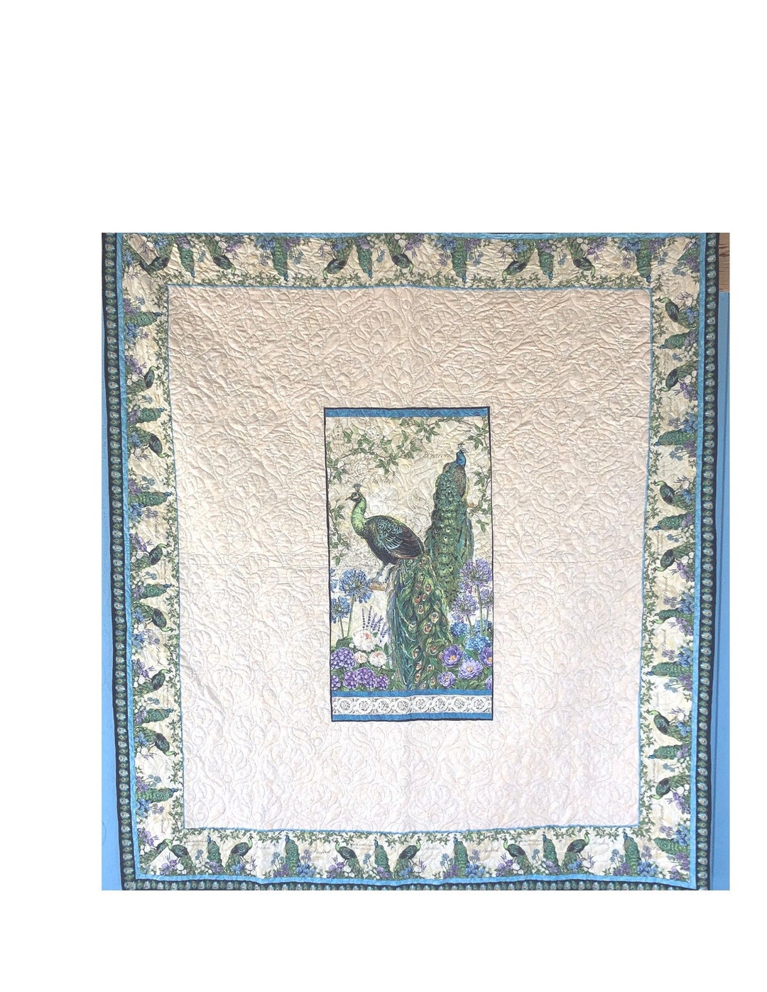 Peacock Garden Quilt Etsy