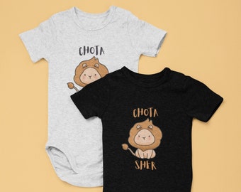 Chota Sher Baby Onesie | Desi Baby Lion Onesie | Baby Girl Boy Newborn Clothes| Baby Shower| Pakistani Indian Punjabi Kids Bodysuit
