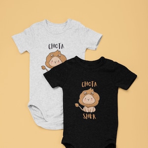 Chota Sher Baby Onesie | Desi Baby Lion Onesie | Baby Girl Boy Newborn Clothes| Baby Shower| Pakistani Indian Punjabi Kids Bodysuit