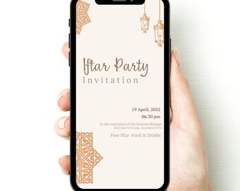 Neutral Eid Al Adha Digital Invitation | Editable Canva Template Instant Download | Iftar Dinner Party Invitation | Bakara Eid Ramadan Party