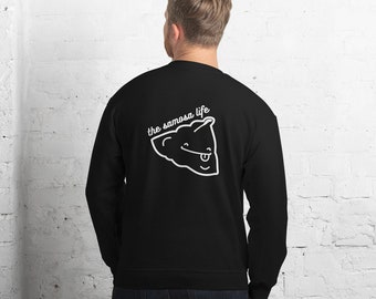 Samosa Happy Mind Happy Life Sweatshirt |  Smiley Face Shirt | Positive Vibes Mental Health Hoodie | Retro Sweatshirt | Print on Back |Desi