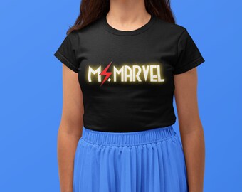 Ms. Marvel Inspired Lightning Bolt Icon Graphic T-Shirt | Miss Marvel | Pakistani Hero | Kamala Khan | Comic Book | Avengers Logo Shirt