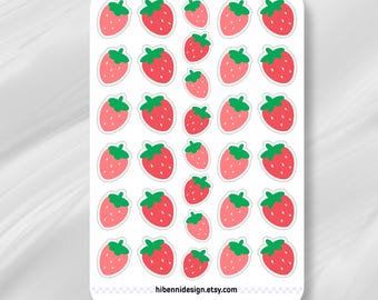 Strawberry sticker sheet | Planner stickers | Journaling | Scrapbooking | Fruit stickers | Summer
