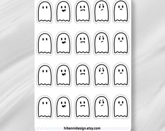 Clear ghosts stickers | Halloween sticker sheet | Stickers for planner, journal | Spooky season