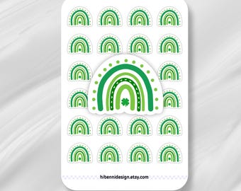 St. Patrick's Day Rainbow Stickers, Shamrock Deco Sheet, Planner Scrapbooking Stationery