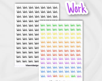 Work planner stickers | Script work sticker sheet | Calendar | Bullet Journal| Multicolor | 0.5"