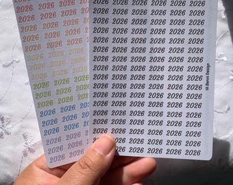 Mini year stickers | 2026 year stickers for planner, journal, calendar  | Matte white | 108 stickers