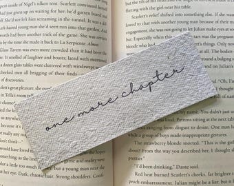 Handmade recycled paper bookmark, one more chapter, reading gift, book lover