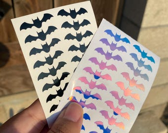 Tiny bats stickers, bat vinyl sticker sheet, holo stickers, halloween stickers, goth stickers, deco stickers, tiny stickers, journal sticker