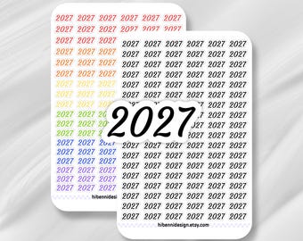 2027 Year planner stickers | Mini script stickers for journal, calendar, bujo, scrapbook | Matte white