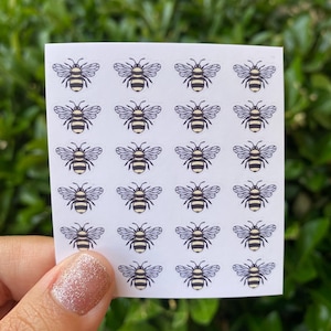 Stickervel kleine bijen, bijenstickers, decostickers, hommelsticker, cadeau imker, schattig stickervel, stickervel dieren, kussnede