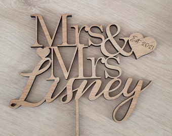 Mr & Mrs Cake Topper, Wedding Topper, Mrs and Mrs Wooden Topper, Mr and Mr Wedding Topper