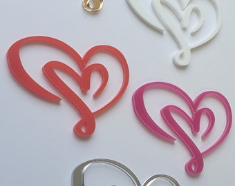 Valentines Swirly Heart Cake Charms, Acrylic Charms,