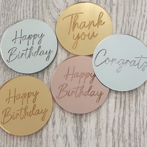 Acrylic Cake Disc, Cake Toppers, Gift Tags, 5cm Discs image 1