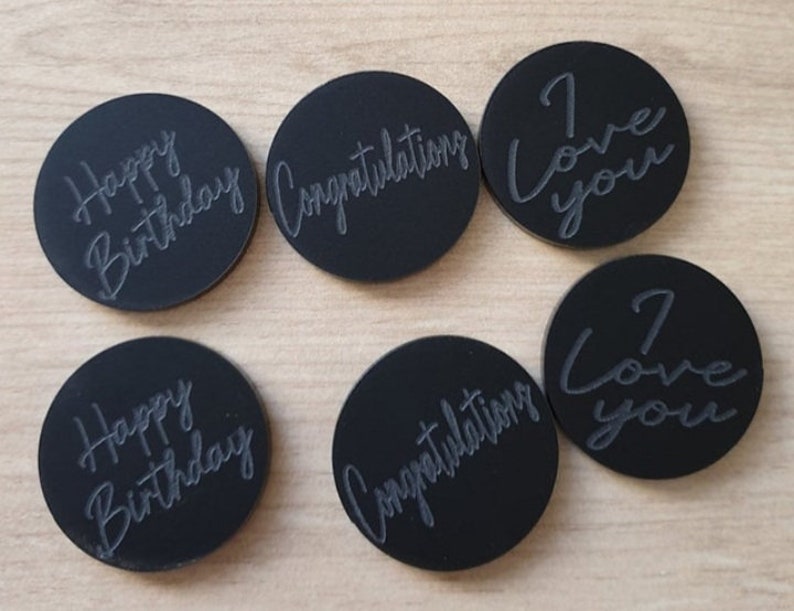 Acrylic Cake Disc, Cake Toppers, Gift Tags, 5cm Discs image 4