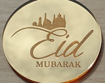 Eid Mubarak Gift Tags,Cake Charms, Engraved Disc, Personalised Cake Disc 4cm