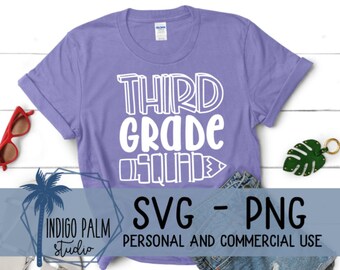 third grade squad svg - third grade teacher shirt design - 3rd grader shirt design - third grade pencil shirt - hello 3rd grade