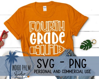 fourth grade squad svg - fourth grade teacher shirt design - 4th grader shirt design - fourth grade pencil shirt - hello 4th grade