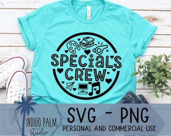 スペシャルズクルーのシャツデザイン - 体育 音楽 コンピュータ アート 教師 司書 SVG - スペシャルズチーム SVG - スペシャルズスタッフ SVG - 小学校