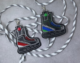 Hockey skate bag tag / keychain / customizable